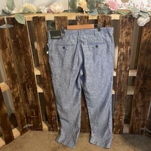 Cubavera pants men’s dark denim linen blue dress nwt Sz W34 L30